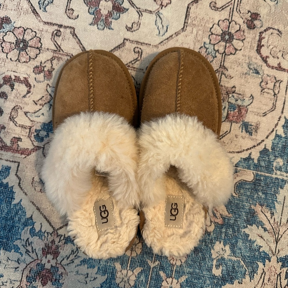 UGG Kids Brown and Cream Cozy Slippers
